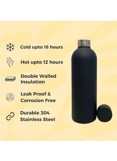 Spaceshoop Vacuum Insulated Water Bottle, Matte Stainless Steel, Hot & Cold Travel Flask 500ml (Black)  - Image 5
