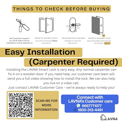 LAVNA Smart Wi-Fi Door Lock | 7 Way Unlock | Fingerprint, Mobile App, WiFi + Bluetooth, RFID Card, OTP, PIN and Manual Key Access with 5 Bolts for Wooden Doors (LA8) (WiFi) - Image 4