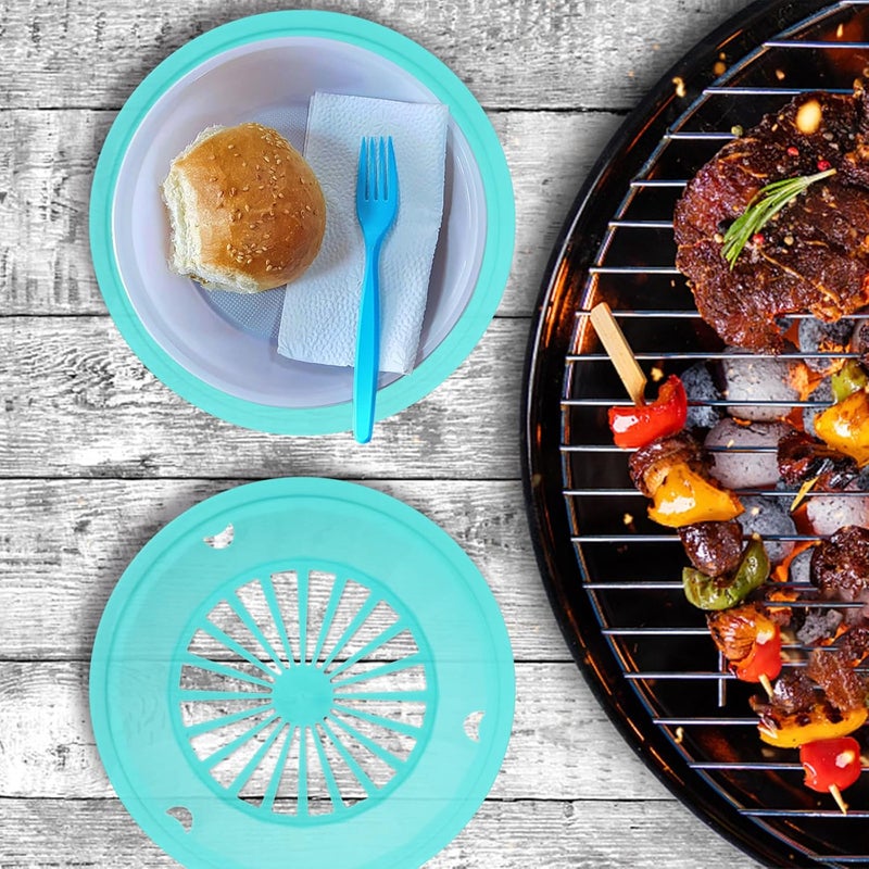 Healifty حامل أطباق ورقية Healifty 10 قطع مع أخاديد قفل بلاستيكية دائرية قابلة لإعادة الاستخدام منظم منزلي للشواء والطهي في الهواء الطلق لون عشوائي - Image 2