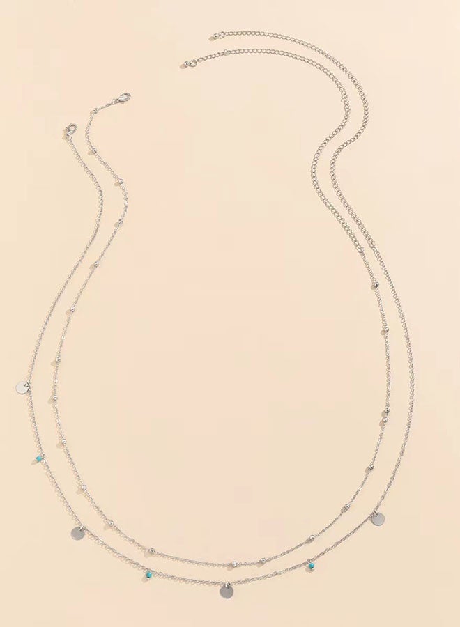 Simple tassel sequined double chain casual waist chain decoration-silver - Image 4