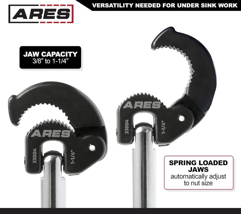 ARES 33004-11-Inch Basin Wrench with Adjustable Jaw - Basin Wrenches Increase Access in Tight Spaces - Image 4