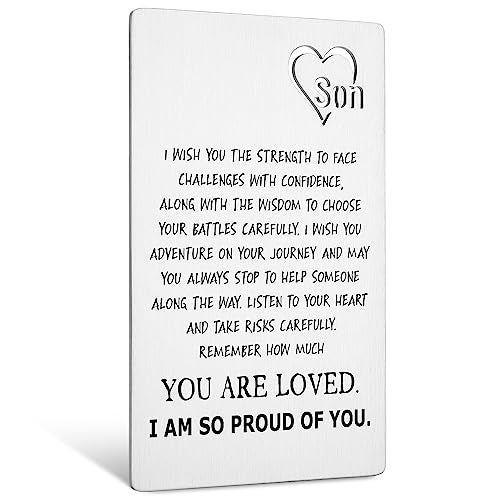 TRCENDE To My Son Gifts Wallet Card from Mom Dad Engraved Inserts Card for Son Back To School Graduation Birthday gift Son Birthday Card College Graduation Christmas Deployment gift xson2 - Image 1