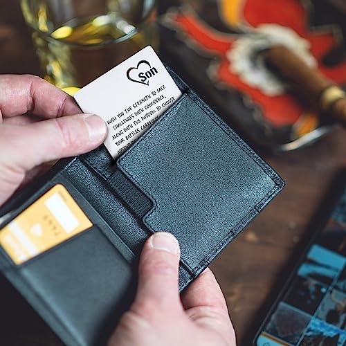 TRCENDE To My Son Gifts Wallet Card from Mom Dad Engraved Inserts Card for Son Back To School Graduation Birthday gift Son Birthday Card College Graduation Christmas Deployment gift xson2 - Image 5