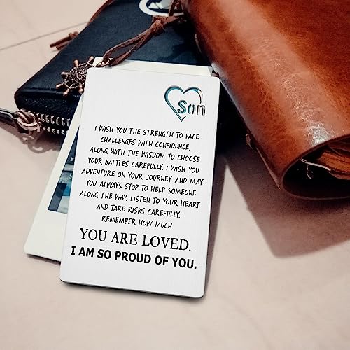 TRCENDE To My Son Gifts Wallet Card from Mom Dad Engraved Inserts Card for Son Back To School Graduation Birthday gift Son Birthday Card College Graduation Christmas Deployment gift xson2 - Image 3