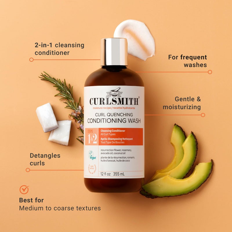 CURLSMITH Curl Quenching Conditioning Wash - Co-Wash Cleanser, Gently Moisturizes, Sulphate-Free Co-Wash, For All Curl Types, Vegan & Cruelty Free (3 oz) - Image 2