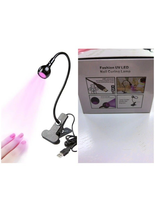 Usb Versatile Hose Clip-on Reading Lamp Creative Gift Lamp Night Market Stall Eye-protection Desk-Color:Black Color Box Packaging-Dimensions:purple Light - Image 1