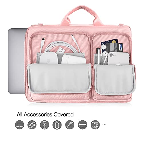 Probus Unisex Adult Canvas Dual Pocket Laptop Sleeve Messenger Bag Organizer Compatible with 13.3Inch Laptop- Pink - Image 3