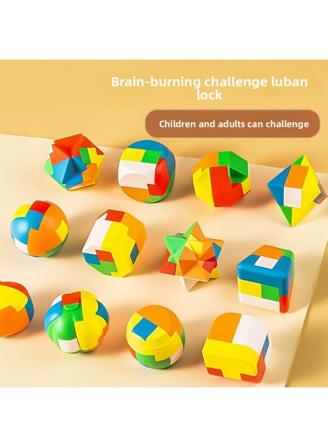 Loquat Lu Ban Lock Kong Ming Lock Complete Set Of Children's Educational Thinking Training Intelligence Unlock 812-year-old Primary School Students' Building Blocks Toys-Color:Five Difficulty 【beech 6-piec - Image 2