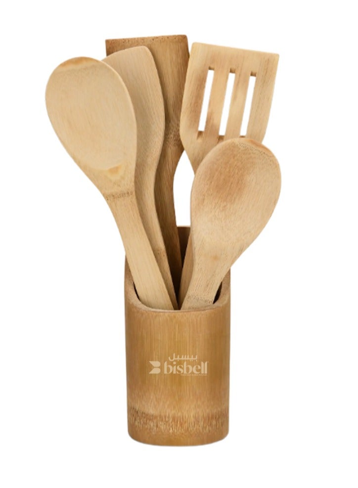 بيسبل 6 قطع أدوات مطبخ من الخيزران العضوي، بني، BB3555 - Image 1