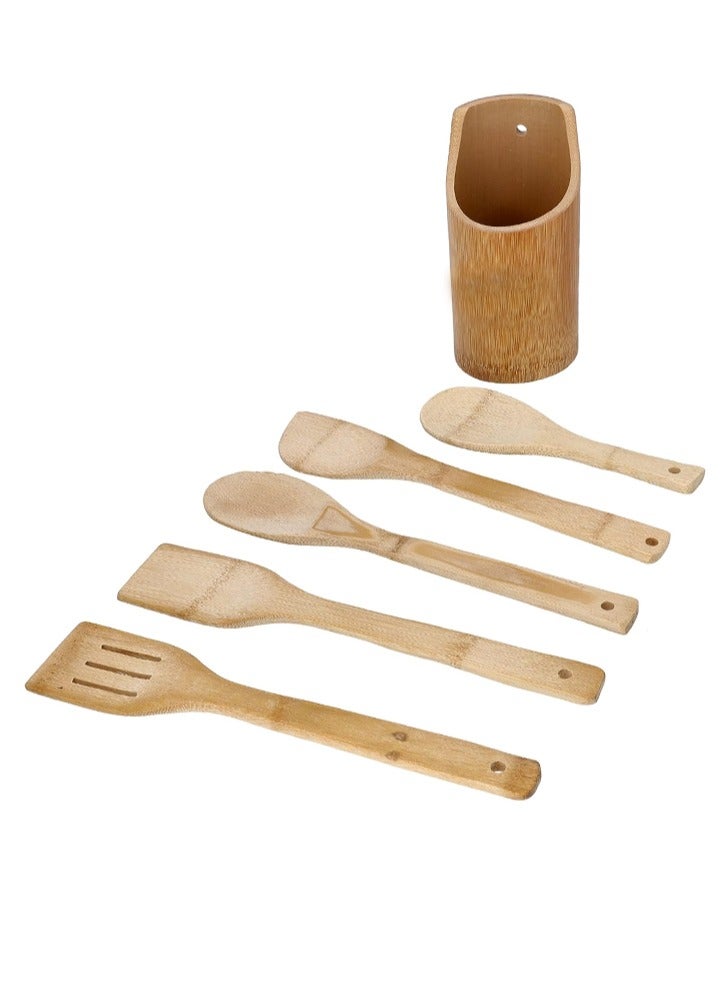 بيسبل 6 قطع أدوات مطبخ من الخيزران العضوي، بني، BB3555 - Image 2