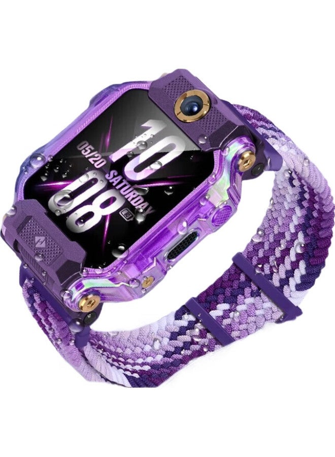Dipple Compatible Watch Band For Xiaotiancail Phone Watch, Magnetic Clasp, Elastic, Breathable, Suitable For Z6/Z5A/Q1C/Z7/Z9/Y03/Z8/D3/Z8 Universal - Dazzling Purple - Image 1