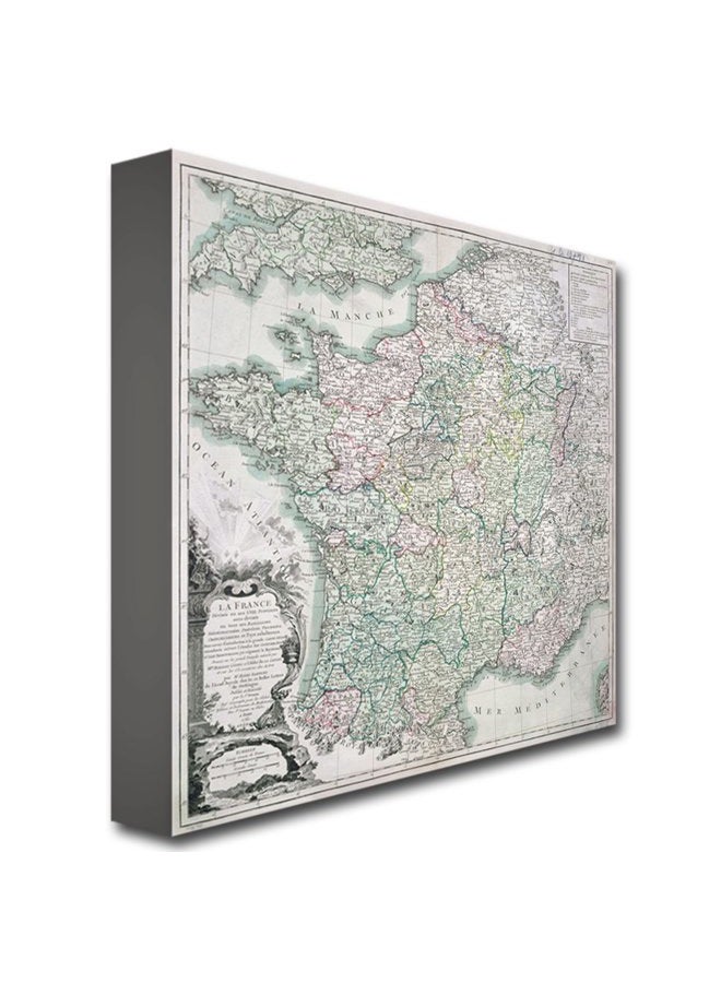 Trademark Fine Art Map of France 1765 by Louis Charles Desons work, 14 by 14-Inch Canvas Wall - Image 2