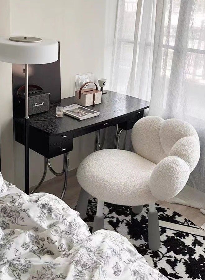 Kutis 360° Rotating Makeup Chair Flower Petal Shaped Chair Height Adjustable For Living And Bedroom Plush/Steel 58x44x81cm. - Image 3