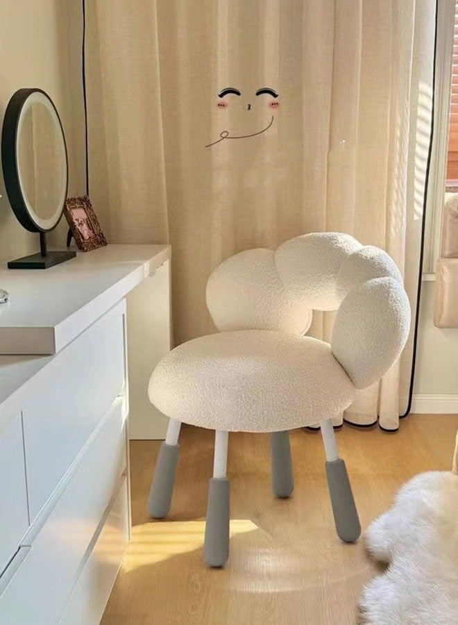 Kutis 360° Rotating Makeup Chair Flower Petal Shaped Chair Height Adjustable For Living And Bedroom Plush/Steel 58x44x81cm. - Image 1