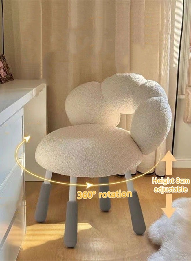 Kutis 360° Rotating Makeup Chair Flower Petal Shaped Chair Height Adjustable For Living And Bedroom Plush/Steel 58x44x81cm. - Image 2
