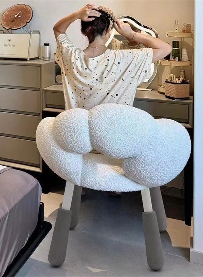 Kutis 360° Rotating Makeup Chair Flower Petal Shaped Chair Height Adjustable For Living And Bedroom Plush/Steel 58x44x81cm. - Image 4