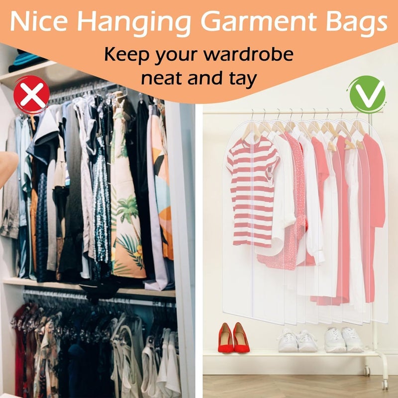 Nibbler Pack of 2 Clothes Hanging Bag Washable Plastic Wardrobe Storage Bag Dust Cover Waterproof Closet Organizer Pack of 2 - Image 4
