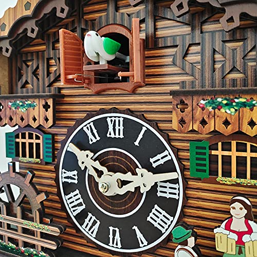 JOONIEHOUSE Traditional Black Forest Cuckoo Clock, Newly Wood Coo Coo Clock Decorative Wall Clock with Pendulum and Chiming Function - Perfect Wall Clocks for Home Livingroom Decor - Image 5
