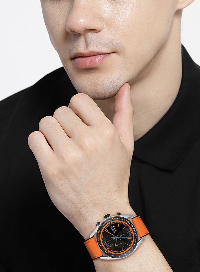 HUGO BOSS Men Chronograph Round Shape Silicone Wrist Watch 44 mm  - Image 4
