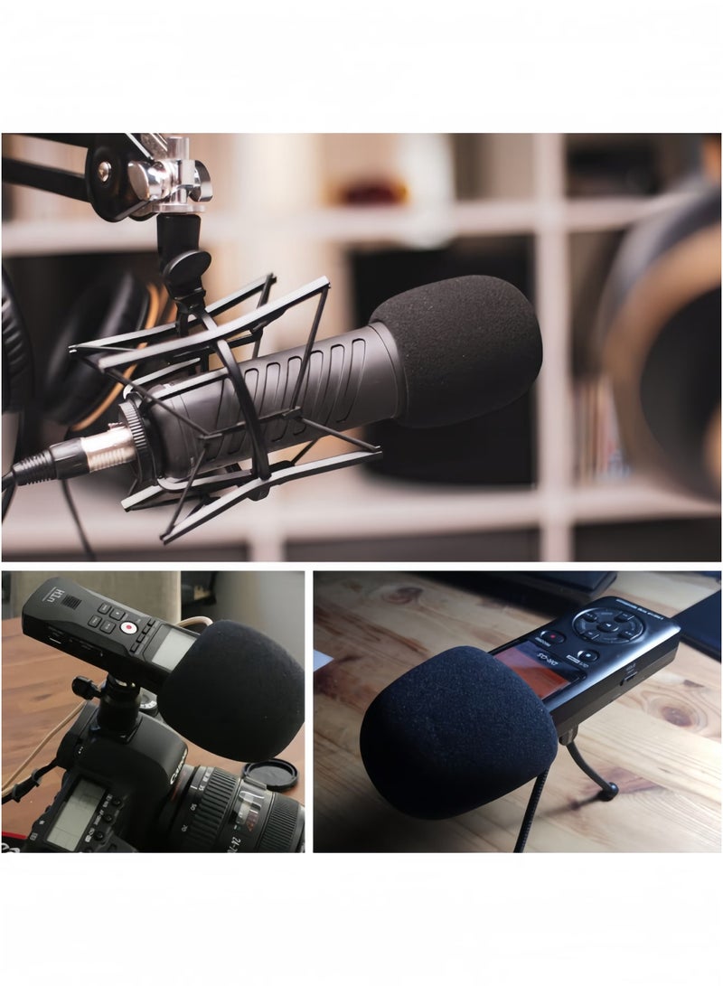 OMEVE Microphone Covers Foam Windscreen 8 Pack Black for Standard Handheld Microphones Noise Reduction Daily Use Recording Podcasting Outdoor - Image 5