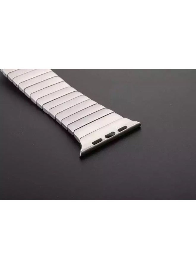SHOPI - Stainless Steel Band for Apple Watch Series 1,2,3,4,5,6 & SE - Size 44mm/45mm/42mm/49mm Silver - Image 1
