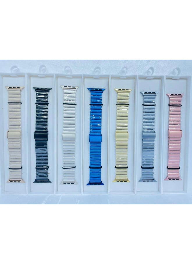 SHOPI - Stainless Steel Band for Apple Watch Series 1,2,3,4,5,6 & SE - Size 44mm/45mm/42mm/49mm Silver - Image 1