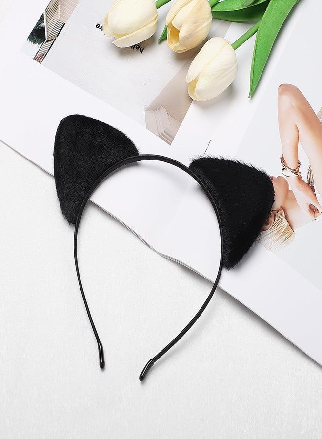 WantGor Cat Ears Headband, Women Plush Cat Headbands Cute Cat Costume Hairband Accessories for Halloween Party Cosplay Daily Use (Black, M) - Image 5