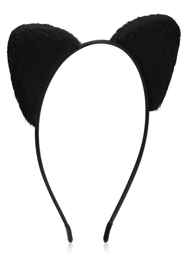WantGor Cat Ears Headband, Women Plush Cat Headbands Cute Cat Costume Hairband Accessories for Halloween Party Cosplay Daily Use (Black, M) - Image 3