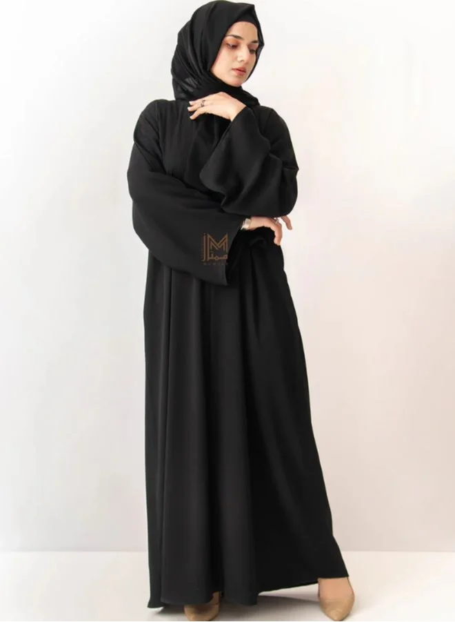 ارتداء ممتاز Premium Textured Front Open Abaya With Buttons - Black