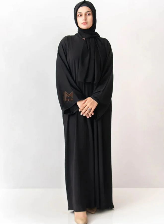 ارتداء ممتاز Premium Textured Front Open Abaya With Buttons - Black