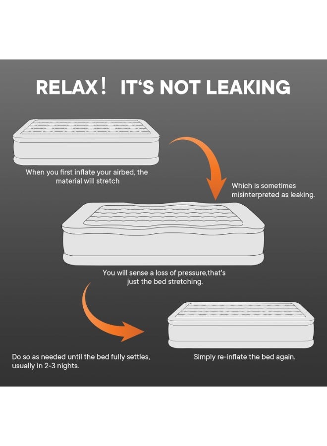 FLYROAD Inflatable bed, 450 kg load-bearing air mattress, 40 cm height increase, foldable air mattress, built-in pump, suitable for camping, guest bed, travel, 200 * 152 * 40 cm - Image 2