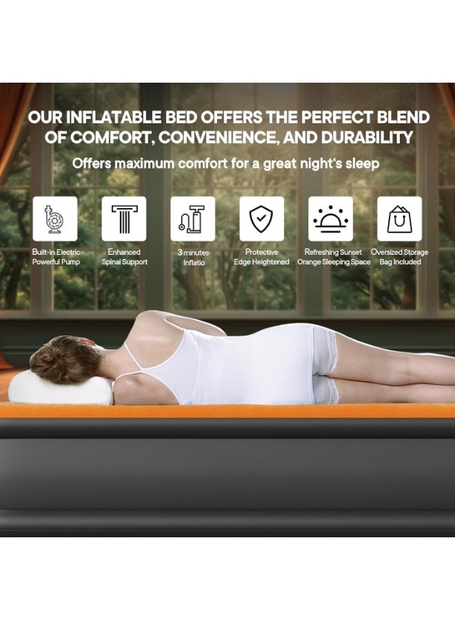 FLYROAD Inflatable bed, 450 kg load-bearing air mattress, 40 cm height increase, foldable air mattress, built-in pump, suitable for camping, guest bed, travel, 200 * 152 * 40 cm - Image 5