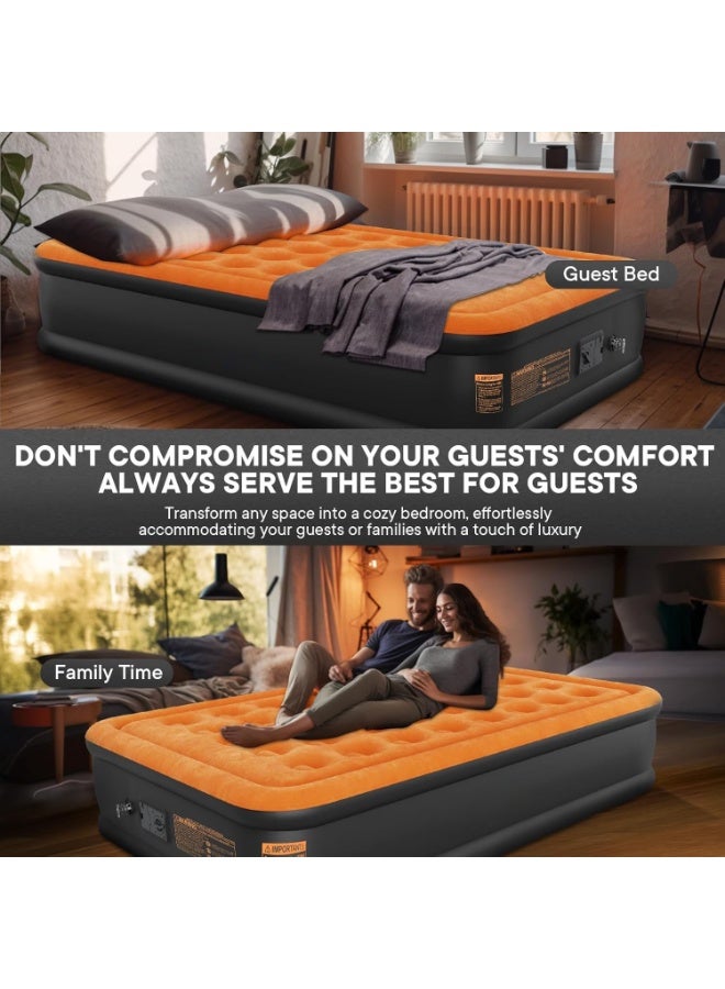 FLYROAD Inflatable bed, 450 kg load-bearing air mattress, 40 cm height increase, foldable air mattress, built-in pump, suitable for camping, guest bed, travel, 200 * 152 * 40 cm - Image 4