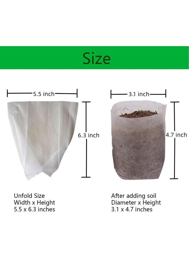 ماركة غير محددة أكياس مشتل النباتات 5.5 × 6.3 بوصة 200 قطعة، أكياس زراعة نباتات غير منسوجة قابلة للتحلل البيولوجي وأكياس بداية الشتلات المصنوعة من القماش للخضروات والزهور  - Image 2