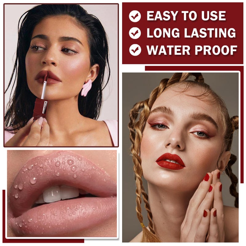 QIUFSSE Matte Liquid Lipstick for Women Super Stay Smudgeproof Lip Gloss Highly Pigmented Color Lip Stain Tint,Professional Daily Lip Makeup-06 Royal - Image 3