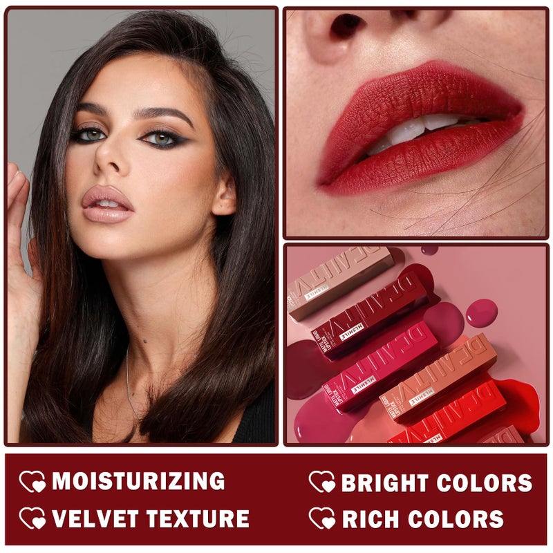 QIUFSSE Matte Liquid Lipstick for Women Super Stay Smudgeproof Lip Gloss Highly Pigmented Color Lip Stain Tint,Professional Daily Lip Makeup-06 Royal - Image 4