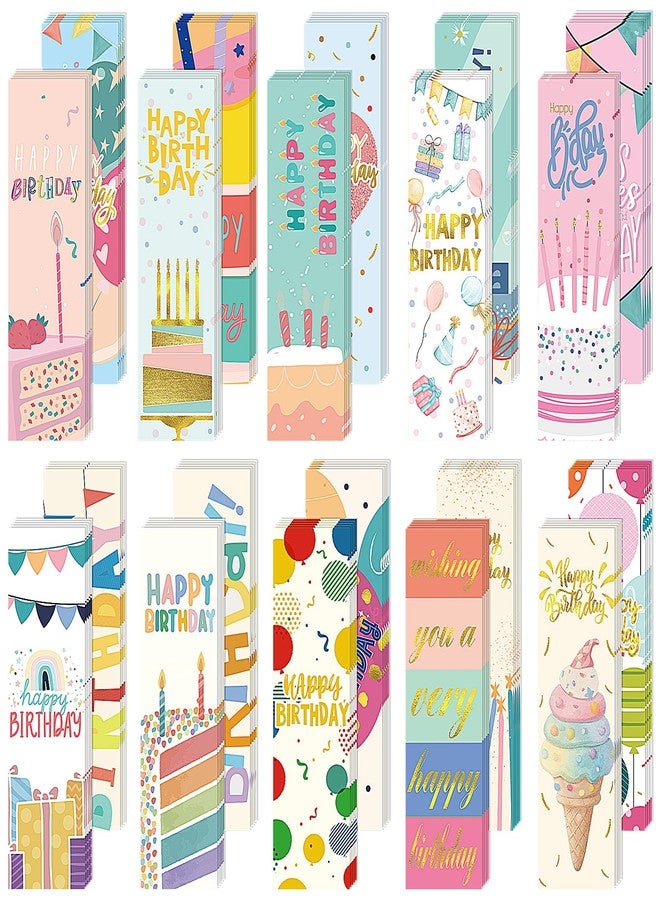 Skyygemm 100 Pcs Happy Birthday Bookmarks Bulk Happy Birthday Classroom Gifts for Kids Students Teacher Reward Back to School Birthday Party Favors Classroom Stationery Supplies(Sweet) - Image 1