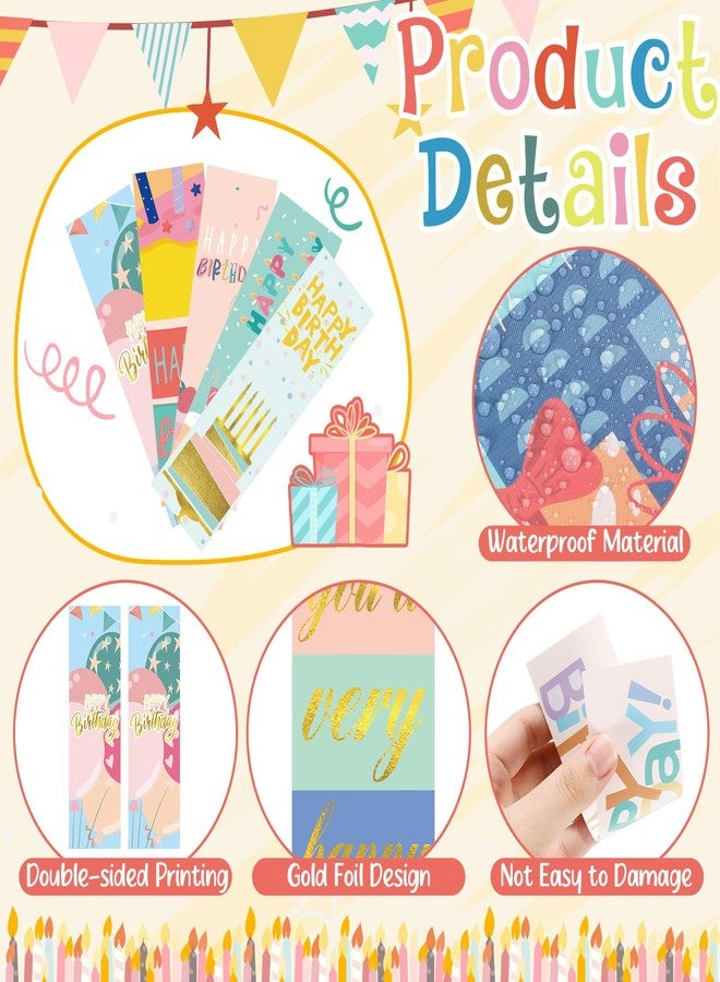 Skyygemm 100 Pcs Happy Birthday Bookmarks Bulk Happy Birthday Classroom Gifts for Kids Students Teacher Reward Back to School Birthday Party Favors Classroom Stationery Supplies(Sweet) - Image 3