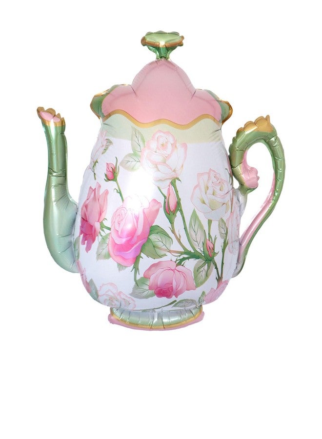 CSTYWC 2PCS Teapot Foil Balloon Pink Green Teapot Mylar Foil Mylar Balloons for Lets Par-Tea Party Garden Tea Party Birthday Baby Shower Decoration - Image 2