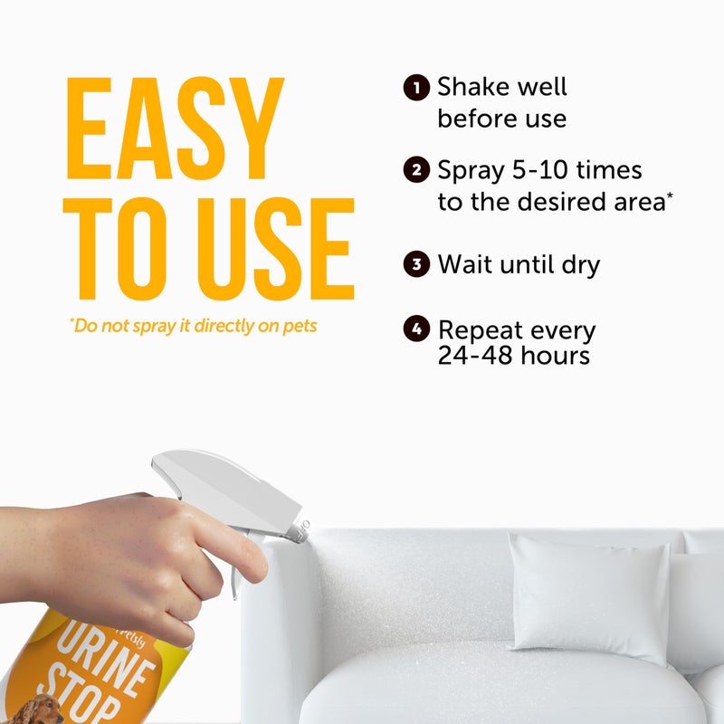 Petsly بخاخ بيترسلي المضاد لبول القطط والكلاب - 17 أونصة سائلة - بخاخ عدم التمييز للكلاب والقطط - بخاخ تدريب على الحمام غير ملون للكلاب والقطط - بخاخ فعال لا تبول هنا للكلاب - صنع في ألمانيا - Image 3