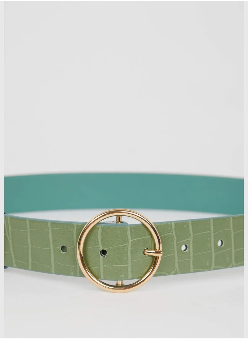 DeFacto Faux Leather Oval Buckle Jean Belt
