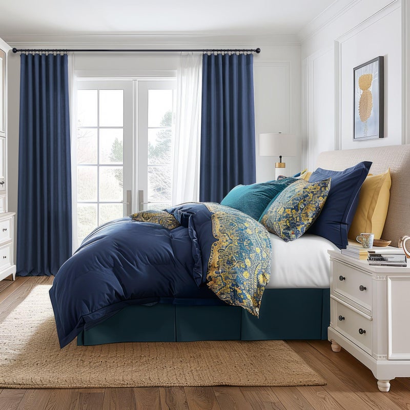 DANCURTON Dark Blue Curtains 63 Inch Length for Boys Bedroom 2 Panel Back Tab Pocket Lightweight Breathable Semi Transparent Light Reducing Navy Curtain for Living Room Kids Nursery Playroom Game Midnight Blue - Image 2