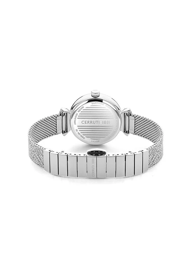 CERRUTI 1881 Womens Round Shape Stainless Steel Analog Wrist Watch CIWLH2205501 30 mm Silver