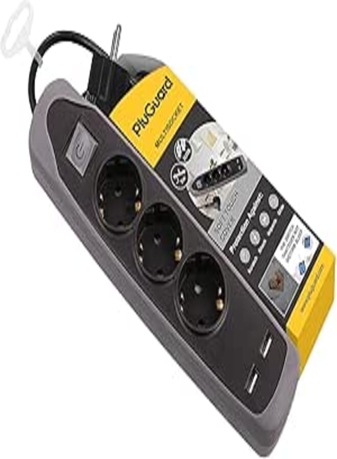 PluGuard Power Strip 3 outlets and 2 Certified USB