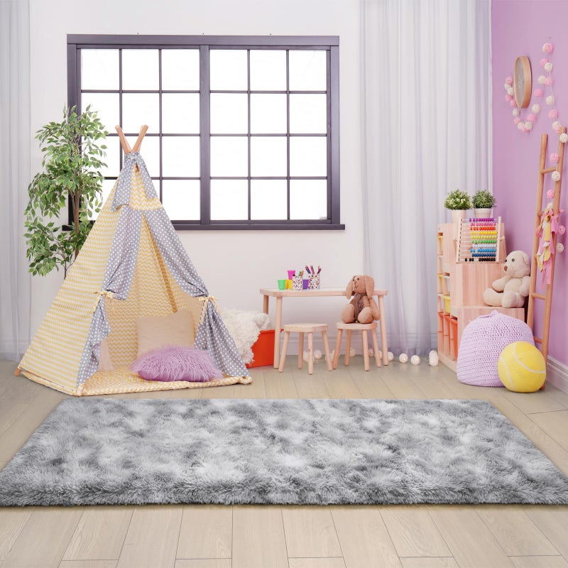 AROGAN 2x6 Feet Soft Runner Rugs for Bedroom Plush Fluffy Rug, Shag Furry Area Rug Carpet Non Shedding for Nursery Children Kids Girls Room Home Hallways Decorative, Grey and White - Image 5