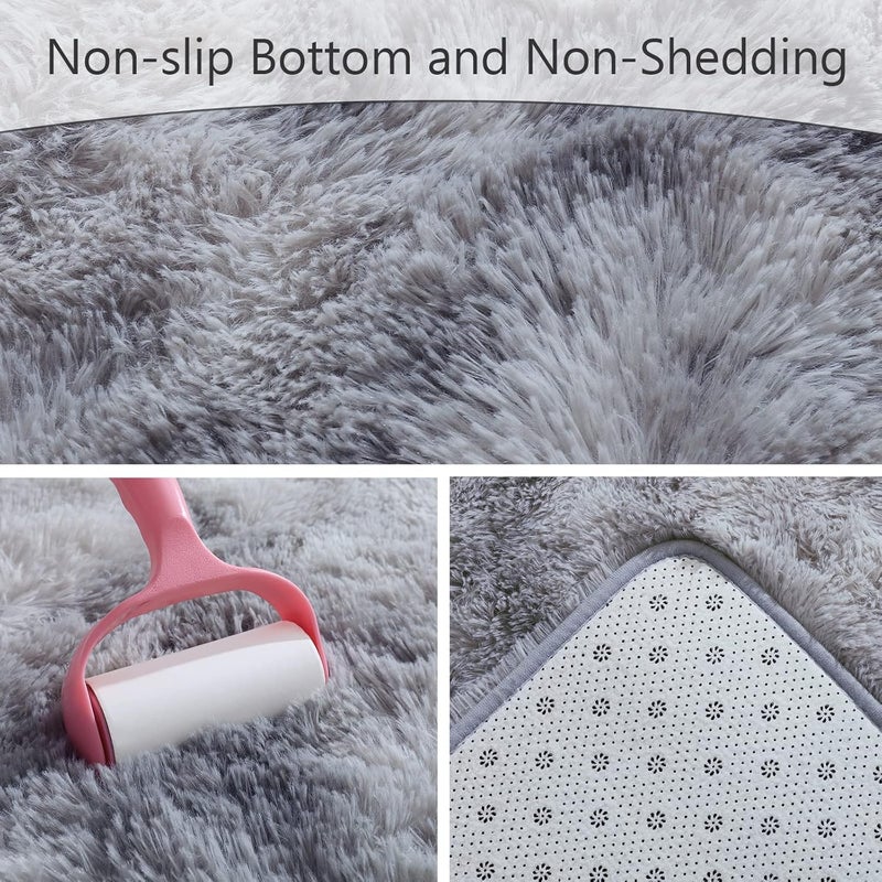 AROGAN 2x6 Feet Soft Runner Rugs for Bedroom Plush Fluffy Rug, Shag Furry Area Rug Carpet Non Shedding for Nursery Children Kids Girls Room Home Hallways Decorative, Grey and White - Image 4