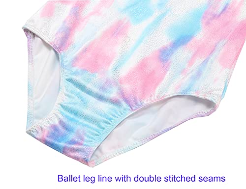 Domusgo Gymnastics Leotards for Girls 4t 5t Blue Purple Scrawl Sparkly One Piece Tumbling Outfits - Image 5