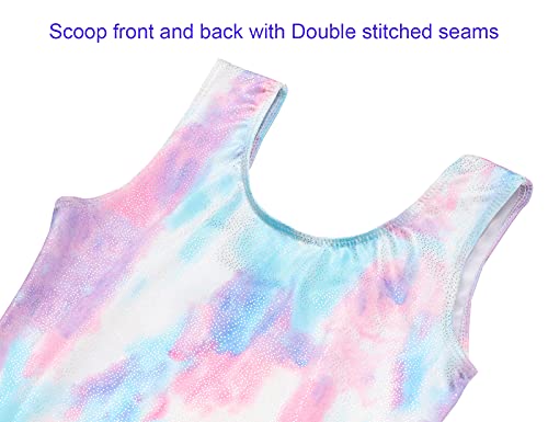Domusgo Gymnastics Leotards for Girls 4t 5t Blue Purple Scrawl Sparkly One Piece Tumbling Outfits - Image 4