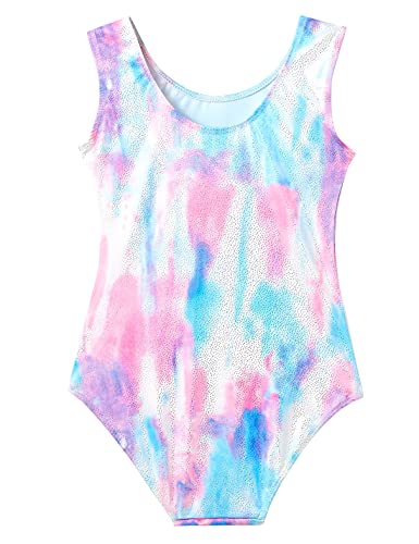 Domusgo Gymnastics Leotards for Girls 4t 5t Blue Purple Scrawl Sparkly One Piece Tumbling Outfits - Image 2
