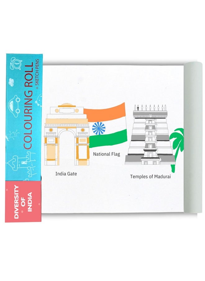 COCOMOCO KIDS Cocomoco Diversity Of India Colouring Roll Sheet For Kids |11 Feet Big Size Art And Craft Reusable Drawing Paper Roll Kit For Children | Birthday Return Gift For Boys And Girls  - Image 1